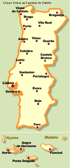 Viana, Braga, Vila Real, Bragança, Porto, Aveiro, Viseu, Guarda, Coimbra, Castelo Branco, Leiria, Santarém, Portalegre, Lisboa, Setúbal, Évora, Beja, Faro, Horta, Angra do Heroísmo, Ponta Delgada, Funchal